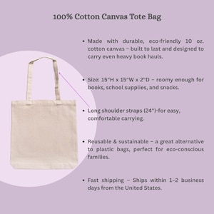 Puede incluir: Bolso tote de lona de algod&oacute;n 100% color crema con correas largas para el hombro. La bolsa mide 38 cm de alto, 38 cm de ancho y 5 cm de profundidad, dise&ntilde;ada para libros y suministros. El texto en la imagen dice "100% Cotton Canvas Tote Bag".