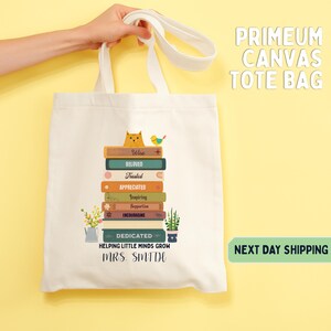 Teacher Appreciation Gift Tote Bag,Personalized Teacher Tote Bag,Helping Little Minds Grow,Teacher Gift, Custom Teacher Name, Premium Cotton