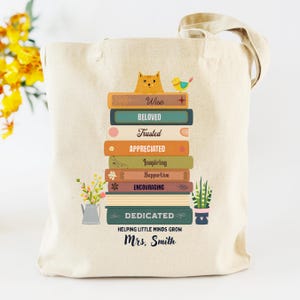 Teacher Appreciation Gift Tote Bag,Personalized Teacher Tote Bag,Helping Little Minds Grow,Teacher Gift, Custom Teacher Name,