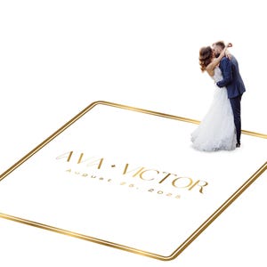 Customizable vinyl Dance floor Wrap for wedding receptions. Includes monogram and wedding logo. Removable. No Residue or Damage. Ships Free.