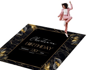 Customizable Birthday Decal Dance Floor Wrap Gloss/Matte Removable Vinyl. Vinyl to cover the entire dance floor. Birthday party logo design