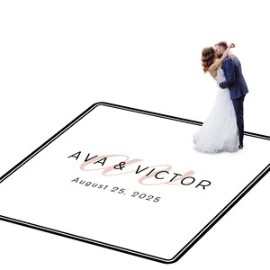 Customizable vinyl Dance floor Wrap for wedding receptions. Includes monogram and wedding logo. Removable. No Residue or Damage. Ships Free.