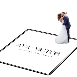 Customizable vinyl Dance floor Wrap for wedding receptions. Includes monogram and wedding logo. Removable. No Residue or Damage. Ships Free.