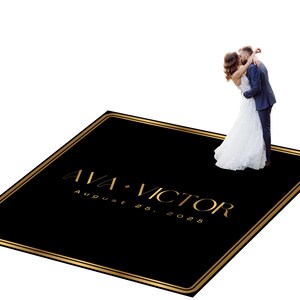 Customizable vinyl Dance floor Wrap for wedding receptions. Includes monogram and wedding logo. Removable. No Residue or Damage. Ships Free.
