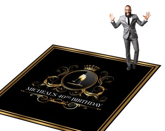 Customizable Birthday Decal Dance Floor Wrap Gloss Removable Vinyl. Vinyl to cover the entire dance floor. Birthday party logo design