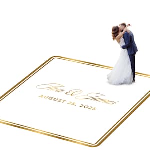 Customizable vinyl Dance floor Wrap for wedding receptions. Includes monogram and wedding logo. Removable. No Residue or Damage. Ships Free.