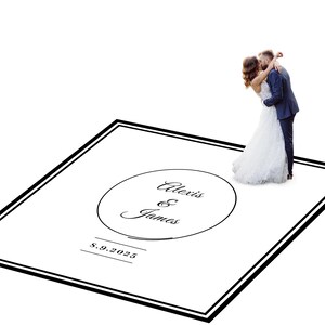 Customizable vinyl Dance floor Wrap for wedding receptions. Includes monogram and wedding logo. Removable. No Residue or Damage. Ships Free.