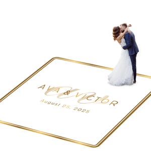 Customizable vinyl Dance floor Wrap for wedding receptions. Includes monogram and wedding logo. Removable. No Residue or Damage. Ships Free.