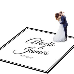 Customizable vinyl Dance floor Wrap for wedding receptions. Includes monogram and wedding logo. Removable. No Residue or Damage. Ships Free.