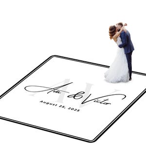 Customizable vinyl Dance floor Wrap for wedding receptions. Includes monogram and wedding logo. Removable. No Residue or Damage. Ships Free.
