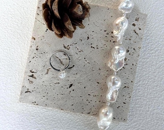 Handmade Baroque Pearl Bracelet: Sterling Silver Clasp, Boho Bridal Jewelry