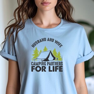 Husband and Wife Camping Partners for Life, Family camping, Camping T Shirt, Camping Shirt, Funny, T-shirt, Camping lover, light