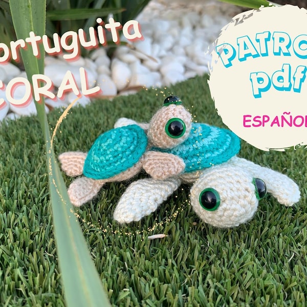 Patrón tortuga ganchillo regalo niña crochet muñeco tortuguita diseño patron Amigurumi