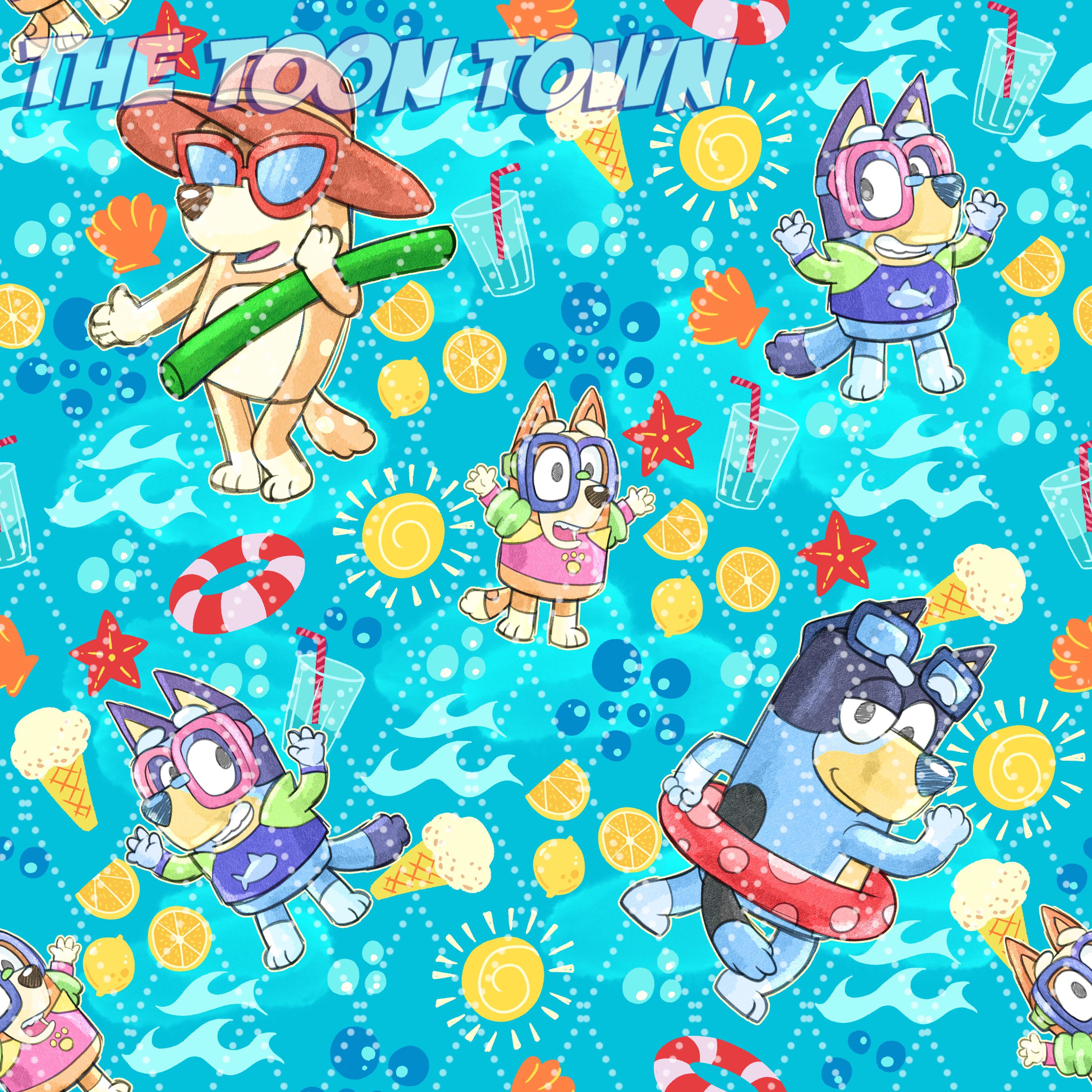 Summer Party Cute Dogs Seamless Digital Art Hand Draw - No AI