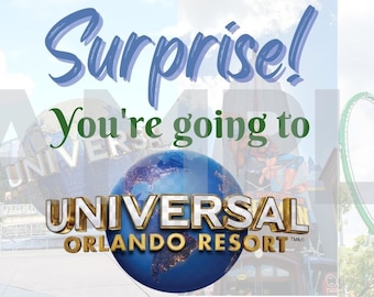 Boleto sorpresa de Universal Studios Orlando / Descarga digital / Revelar regalo de viaje