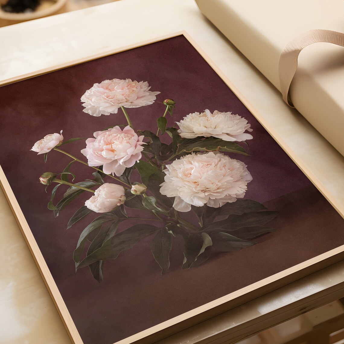 Pink Peonies | Printed Poster | Blush Pink Wall Decor | Moody Romantic ...