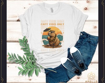 Capy Vibes Only, Vintage Capybara Shirt, Capybara Graphic Tees, Gift for Him Gift for Her,Funny Capybara Shirts