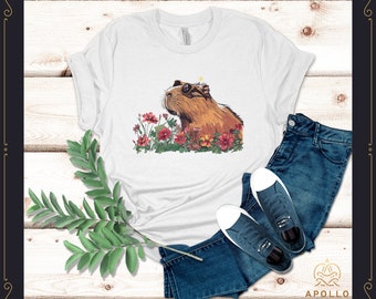 Wildflower Capy3, Vintage Capybara Shirt, Capybara Graphic Tees, Gift for Him Gift for Her,Funny Capybara Shirts
