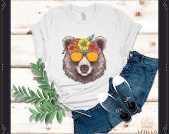 MAMA Bear Retro Hippie with Sunglasses, Mama Bear Shirt, Mom Shirts, Momlife Shirt, Shirts for Moms, Mothers Day Gift, Mama Tee,  Mama Bear