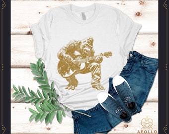 King Kong Playing Guitar, Rock and Roll Shirt, Funny Guitar Shirt for Women Men Kids, Vintage Style, Music lover Tee,