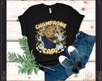 Champagne Capi, Champagne Capy, Vintage Capybara Shirt, Capybara Graphic Tees, Gift for Him Gift for Her,Funny Capybara Shirts