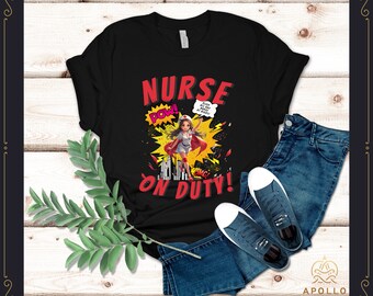 Female Nurse On Duty Night Shift, Nurse Shirt, Funny Nurse Tshirt, Gift For Nurse, Healthcare Workers Shirts, Registered Nurse
