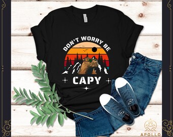 Don't Worry Be Capy , Vintage Capybara Shirt, Capybara Graphic Tees, Gift for Him Gift for Her,Funny Capybara Shirts