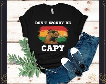 Don't Worry Be Capy, Vintage Capybara Shirt, Capybara Graphic Tees, Gift for Him Gift for Her,Funny Capybara Shirts