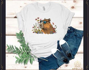 Wildflower Capy, Vintage Capybara Shirt, Capybara Graphic Tees, Gift for Him Gift for Her,Funny Capybara Shirts