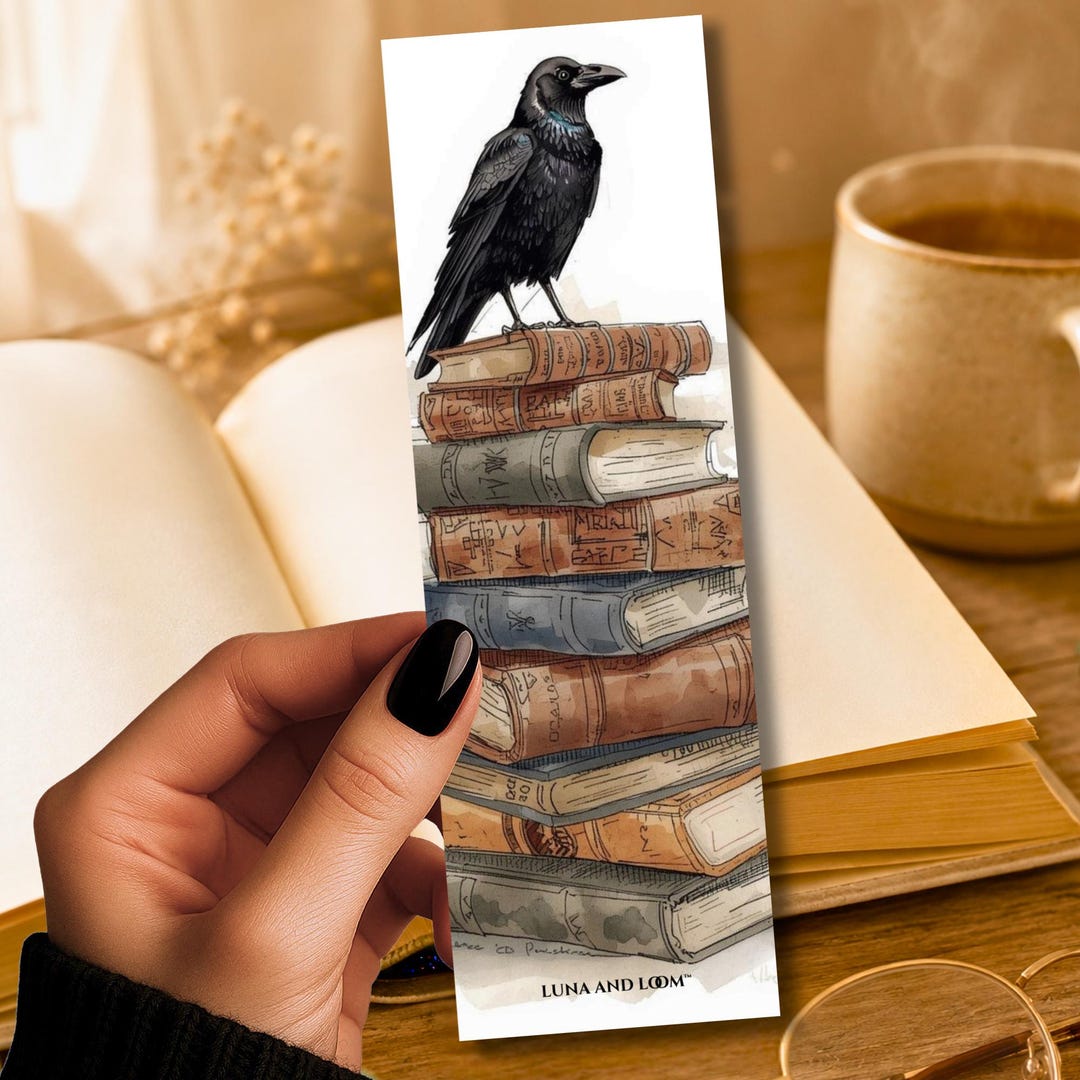 Crow & Books Bookmark | Dark Academia| Raven Reader Gift | Gothic ...