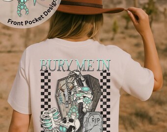Türkis Friedhof Graphic Tee: Unisex Shirt im Western Style