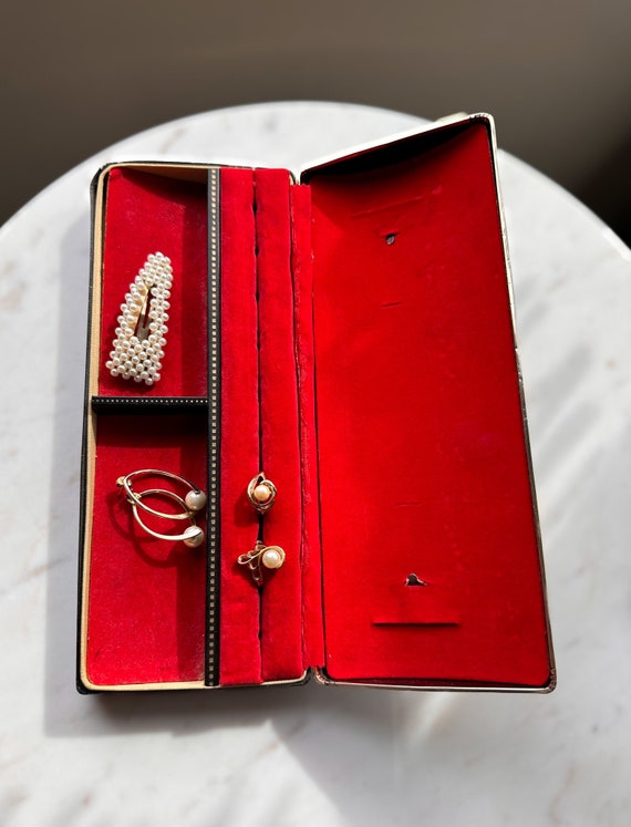 Vintage Black & Red, Gold Accents Jewelry Box