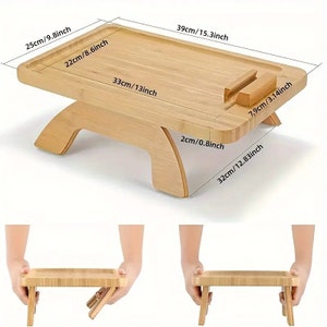 1pc Wooden Armrest Sofa Tray, Foldable Table Tray, Arm Tray For Sofa image 3