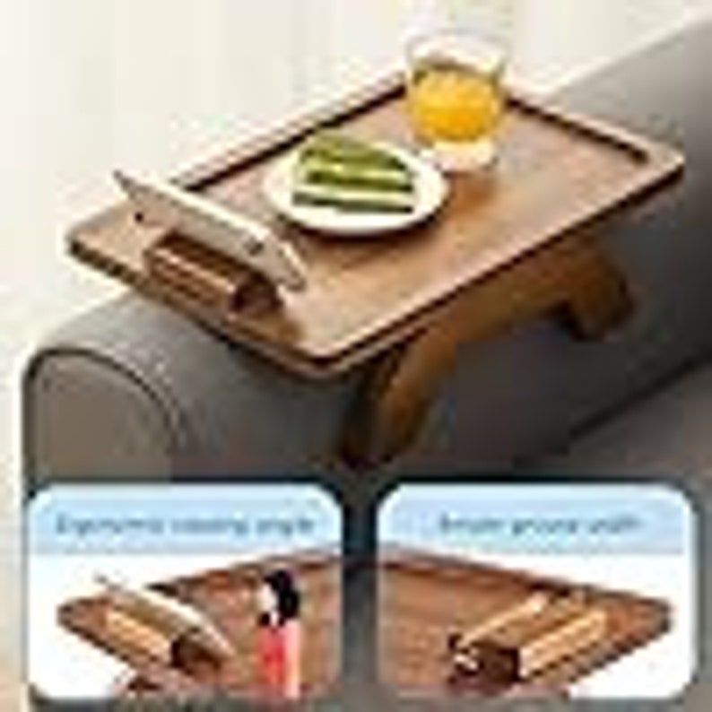 1pc Wooden Armrest Sofa Tray, Foldable Table Tray, Arm Tray For Sofa image 9