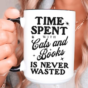 Cat and Book Lover Mug - Gifts for Readers and Cat Owners, Funny Coffee Mug for Bookworms, Perfect Gift for Book and Cat Enthusiasts