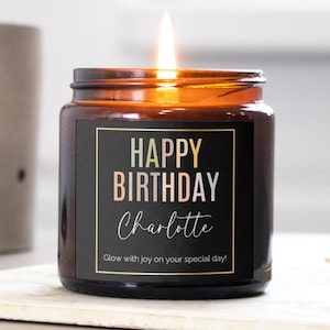 Personalized Happy Birthday Candle, Custom name candle,  Birthday gift for her, Custom Name Soy Wax Candle Gift for Women