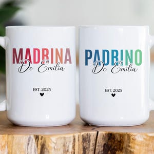 Madrina y Padrino Mugs, Padrinos proposal in spanish bautizo, Spanish godparents proposal gift, Personalized Gift for Godparents in spanish