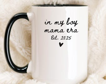 Personalized Boy Mama Mug • Custom New Mom Coffee Cup • Pregnancy Announcement Gift