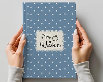 Personalized Teacher Journal with Name, Polka Dot Notebook for Elementary Kindergarten Teacher, End of Year Teacher Appreciation Gift