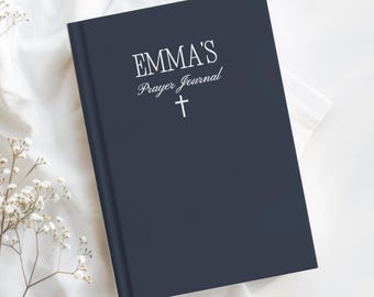 Personalized Prayer Journal with Name, Christian Gift for Her or Him, Custom Bible Study Notebook, Baptism Confirmation Devotional Keepsake