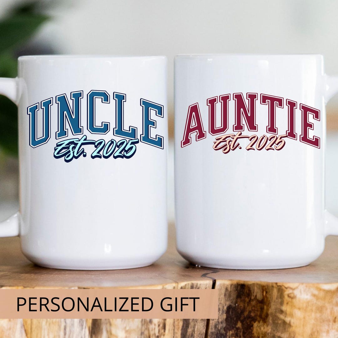 Aunt & Uncle Coffee Mug Set: Personalized Baby Announcement Mugs - Etsy
