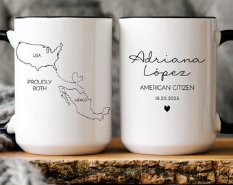 New American Citizen Coffee Cup - US Citizenship Gift Mug , Naturalization Celebration Gift