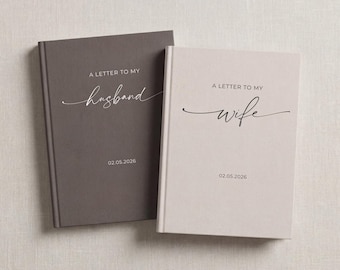 Minimalist Vow Books Hardcover, Personalized Wedding Journal, Custom His Her Vows With Date