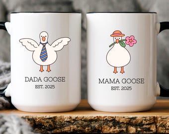 Mama Goose and Dada Goose Mug  - Funny Baby Announcement Gift for New Parents