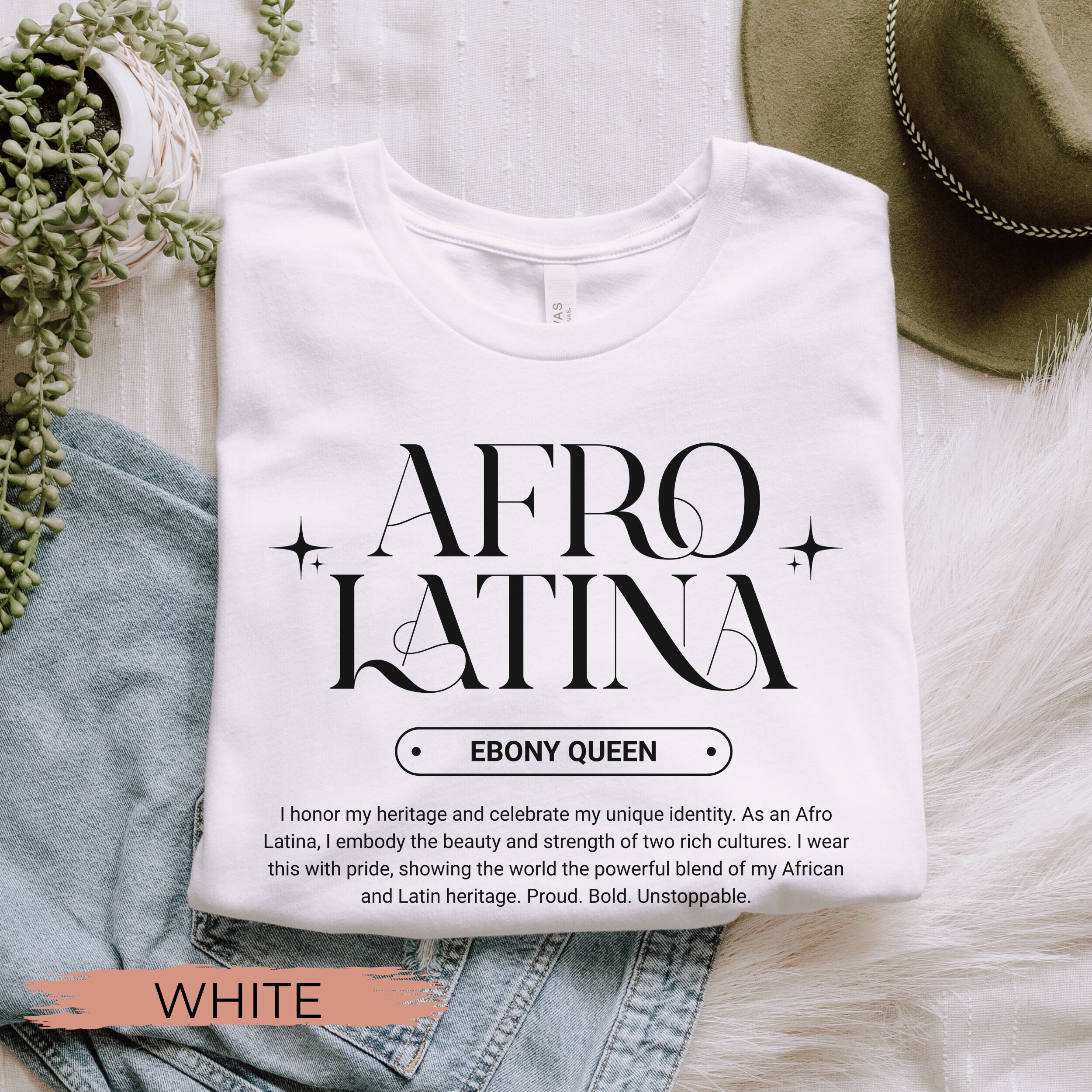 Unisex Bold Afro Latina Proud Black Spanish Culture T-Shirt Unisex Bold Afro Latina Proud Black Spanish Culture T-Shirt