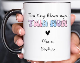 Twin Mom Mug – Personalized Mother’s Day Gift with Kids’ Names