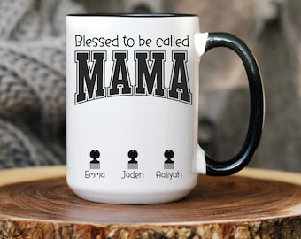 Personalized Afro Mom Mug, Black Mom Gifts With Kids Names