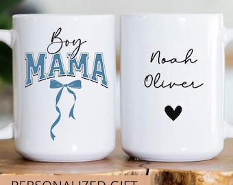 Personalized Boy Mama Mug: Custom Kids Names, Mother's Day Gift