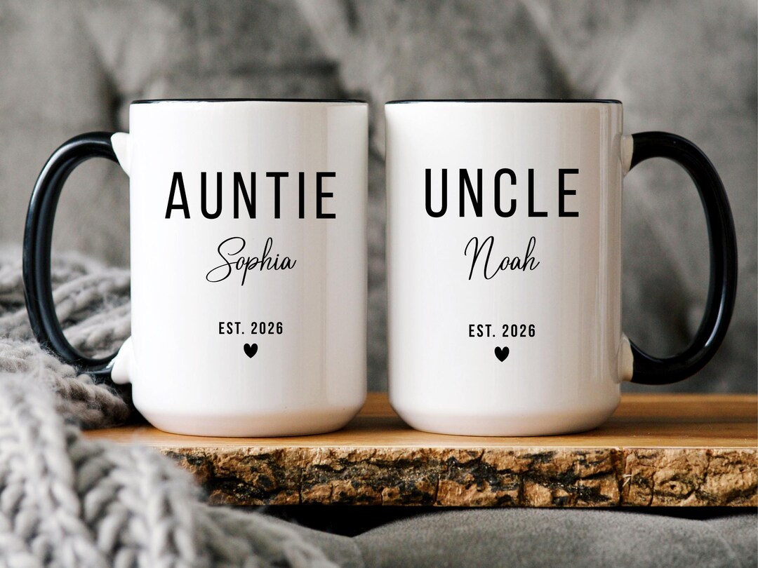 Aunt and Uncle Coffee Mugs - Baby Announcement Gift - Etsy