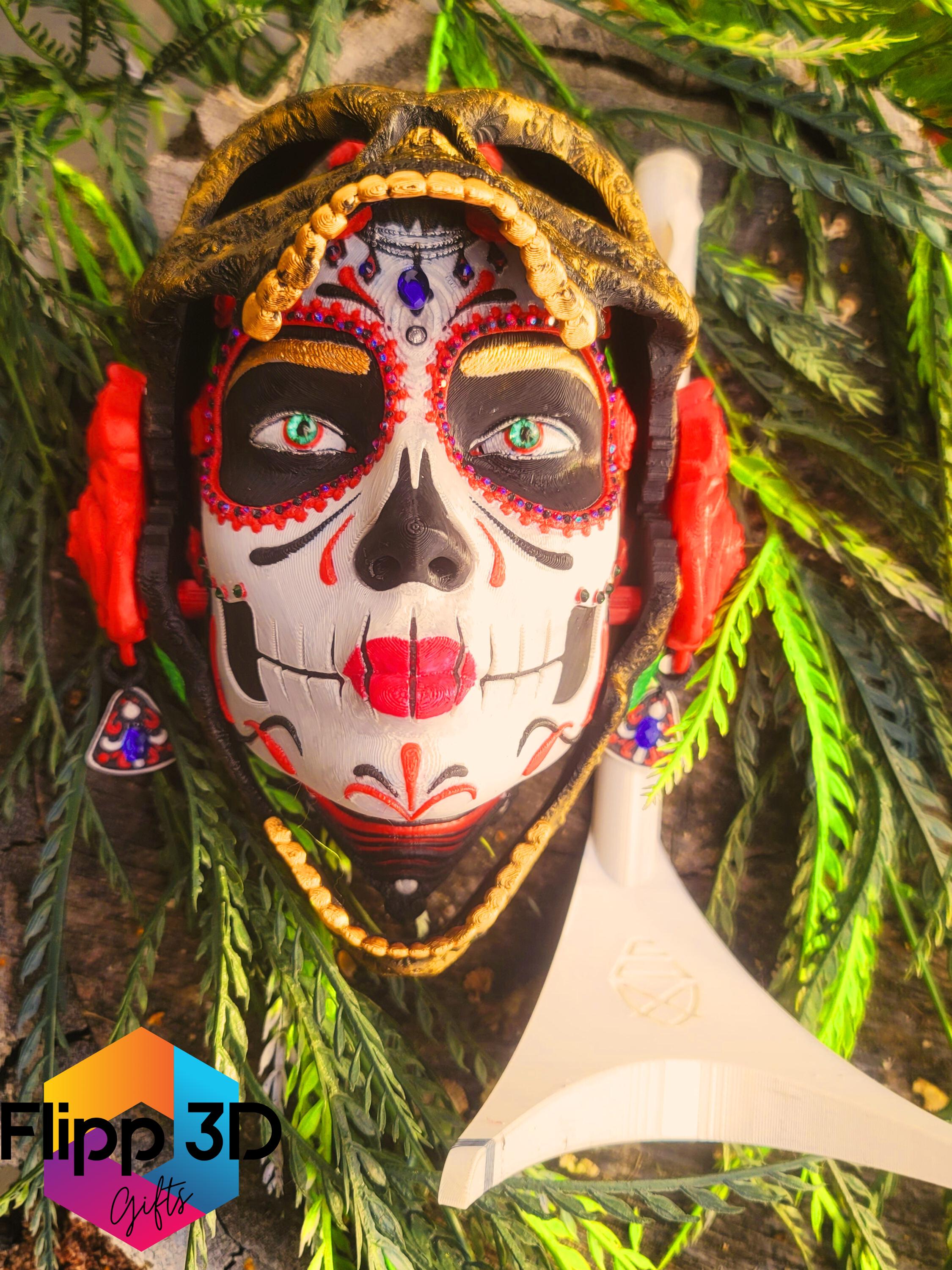 Hand-painted La Catrina 3D Printed Mask, Christmas Gift, Articulated ...